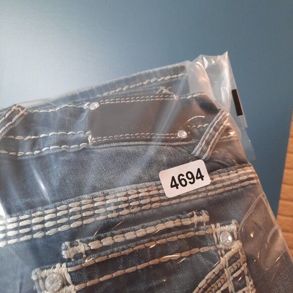 Vigoss Jeans Womens 5/6 Chelsea Capri Thick Stitch Western Cowgirl Rodeo Bling - Picture 14 of 14